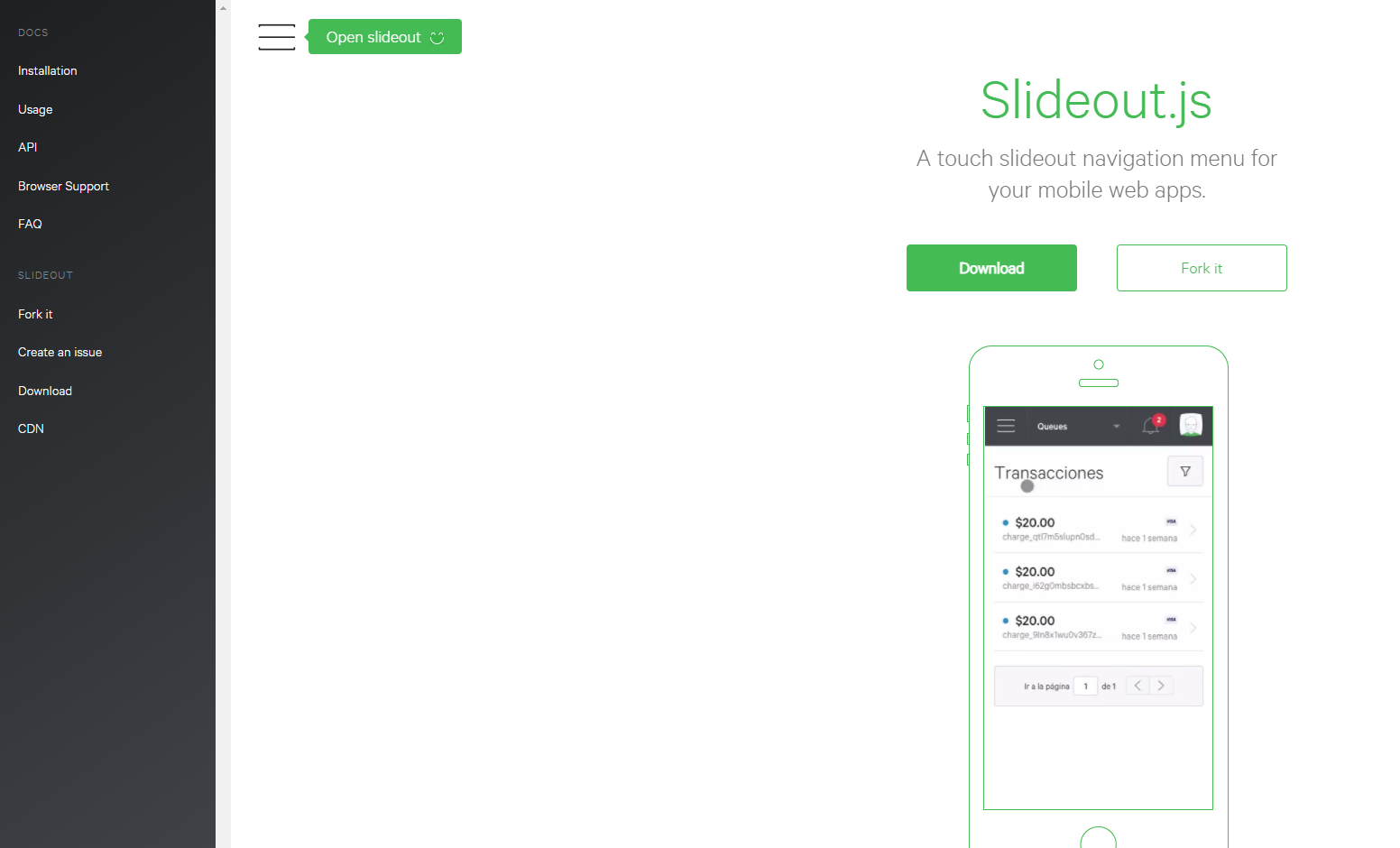 【插件库】Slideout.js 移动应用的滑出式导航菜单缩略图